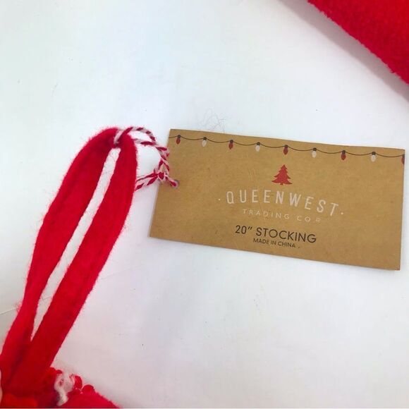 Queen West Red White Snowflake Loop Knit Fleece Stocking Set of 2 NEW - Picture 11 of 12